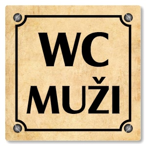 WC muži, 148x148mm, pergamen, Kansas